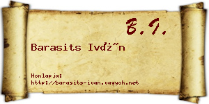 Barasits Iván névjegykártya